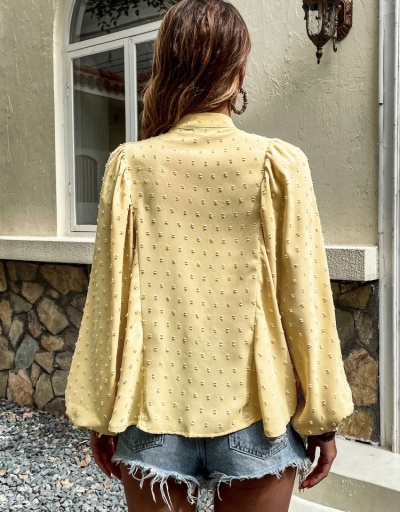 Replica  Versatile Casual Pure Color Puff Sleeve Blouses Long Sleeve Stand Collar #794277 $24.52 USD for Wholesale