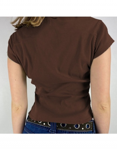 Replica  Casual Solid Color Cap Sleeve Blouses For Women Short Sleeve Turndown Collar #794284 $24.73 USD for Wholesale