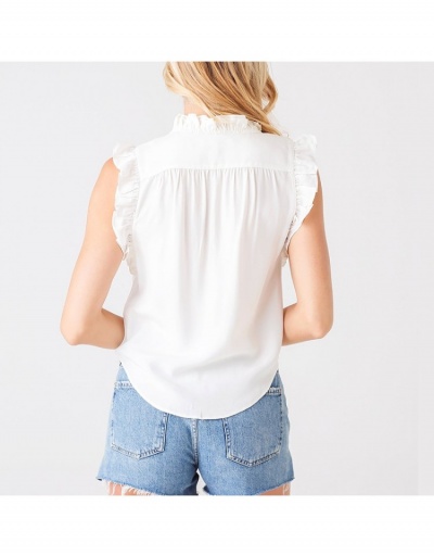 Replica Solid Color Stringy Selvedge Ladies Top Sleeveless V Neck #794285 $23.85 USD for Wholesale