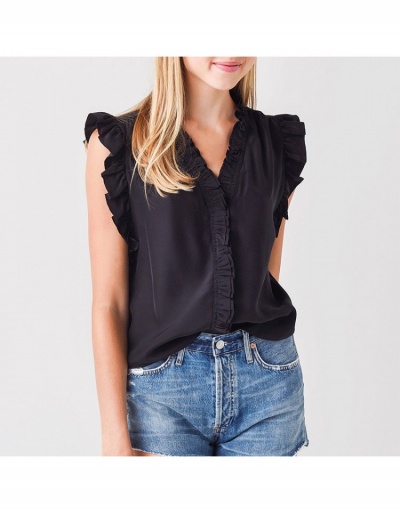 Replica Solid Color Stringy Selvedge Ladies Top Sleeveless V Neck #794285 $23.85 USD for Wholesale