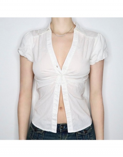 Sexy Solid Hottie Short Sleeve Shirts  Short Sleeve V Neck #794287 $22.70 USD, Wholesale Fashion Blouses