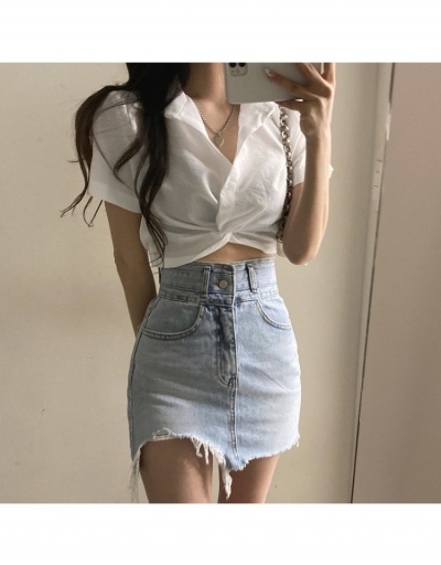  Fashion Twisted Ruched Short Sleeve Crop Blouse Short Sleeve Turndown Collar #794299 $21.63 USD, Wholesale Fashion Blouses