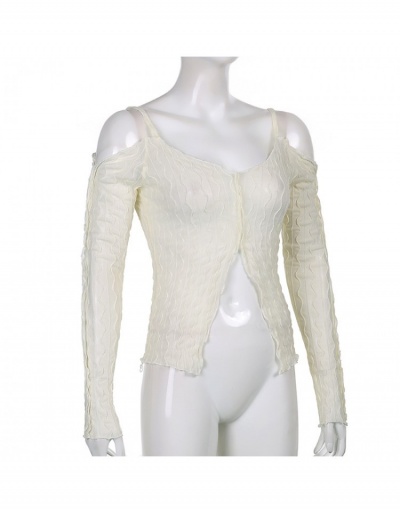 Replica  Sexy Style See-through Split Long Sleeve Top Long Sleeve Crew Neck #794302 $16.90 USD for Wholesale