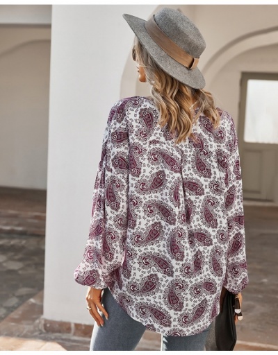 Replica  Bohemian Style Long Sleeve Ladies Top Long Sleeve V Neck #794307 $23.38 USD for Wholesale