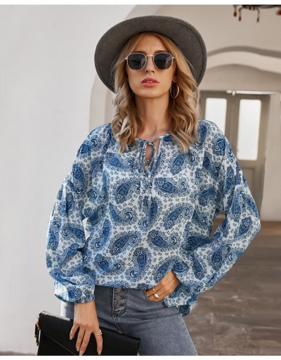 Replica  Bohemian Style Long Sleeve Ladies Top Long Sleeve V Neck #794307 $23.38 USD for Wholesale