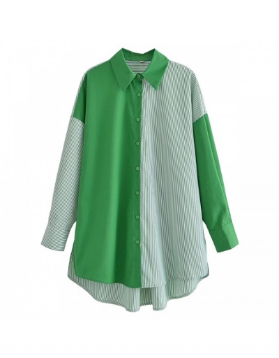 Replica Women Contrast Color Long Sleeve Shirts  Long Sleeve Turndown Collar #794311 $29.25 USD for Wholesale