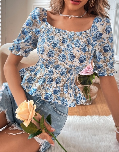 Replica Fashion Printing Puff Short Sleeve Tops Short Sleeve Square Neck #794315 $24.03 USD for Wholesale