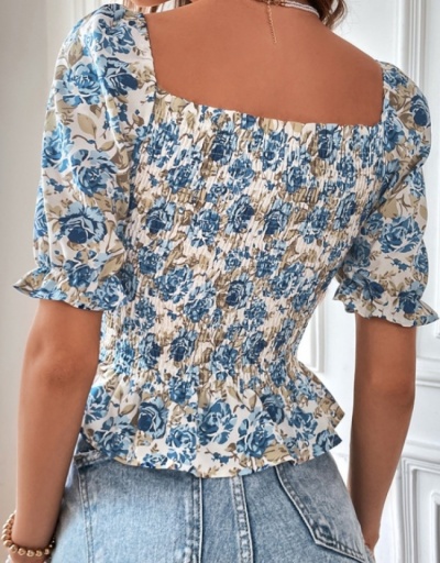 Replica Fashion Printing Puff Short Sleeve Tops Short Sleeve Square Neck #794315 $24.03 USD for Wholesale