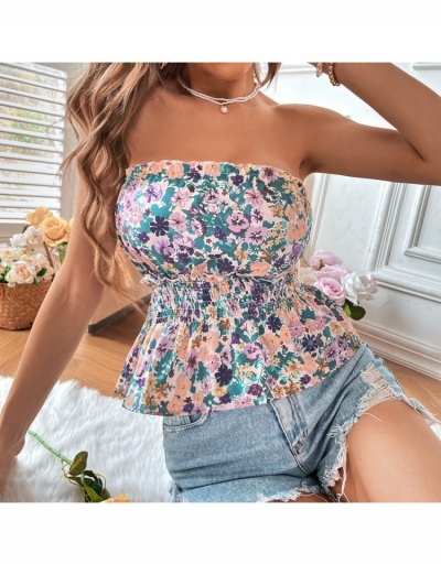 Sexy Style Ruched Flower Printing Women's Top Sleeveless Boat Neck #794317 $24.52 USD, Wholesale Fashion Blouses