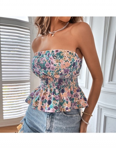 Replica Sexy Style Ruched Flower Printing Women's Top Sleeveless Boat Neck #794317 $24.52 USD for Wholesale