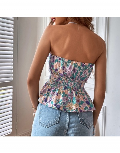 Replica Sexy Style Ruched Flower Printing Women's Top Sleeveless Boat Neck #794317 $24.52 USD for Wholesale