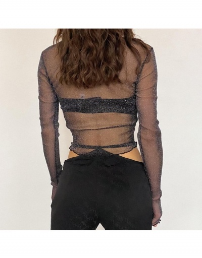 Replica  Stringy Selvedge Drawstring See Through Black Blouse Long Sleeve V Neck #794323 $14.66 USD for Wholesale