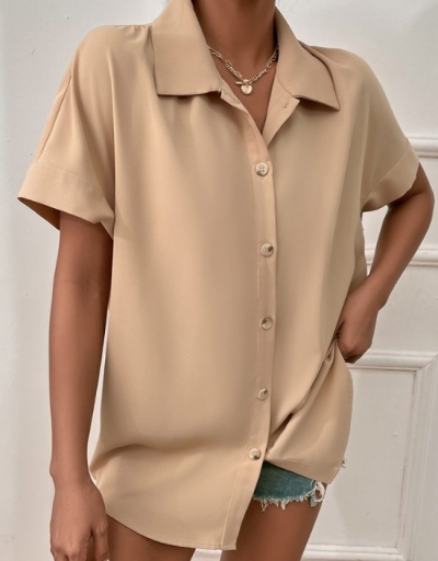 Casual Style Simple Short Sleeve Women's Top Short Sleeve Turndown Collar #794324 $21.13 USD, Wholesale Fashion Blouses