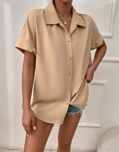 Replica Casual Style Simple Short Sleeve Women's Top Short Sleeve Turndown Collar #794324 $21.13 USD for Wholesale