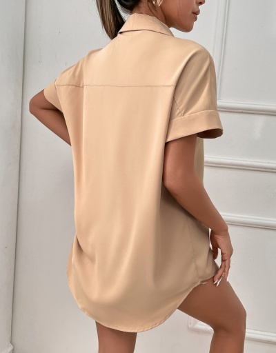 Replica Casual Style Simple Short Sleeve Women's Top Short Sleeve Turndown Collar #794324 $21.13 USD for Wholesale