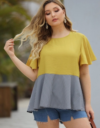 Plus Size  Loose Short Sleeve Top Short Sleeve Crew Neck #794325 $21.97 USD, Wholesale Fashion Blouses