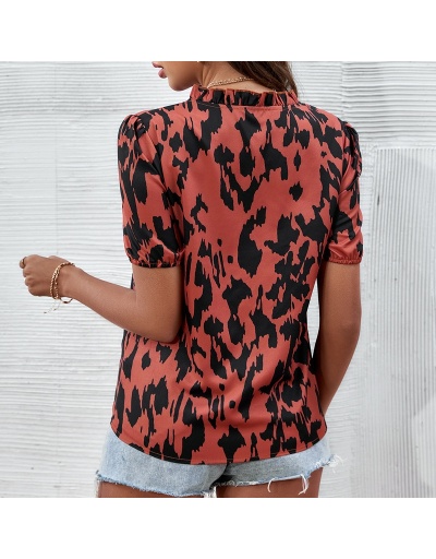 Replica  Sexy Fashion Leopard Print Women's Blouse Short Sleeve V Neck #794326 $28.57 USD for Wholesale