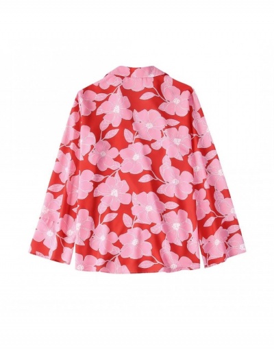 Replica  Versatile Flower Printing Women's Blouse Long Sleeve Turndown Collar #794330 $28.18 USD for Wholesale