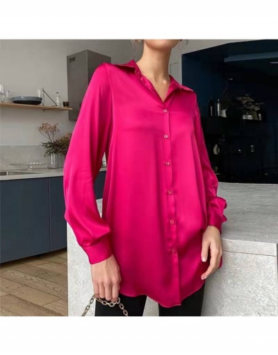 Replica Fashion Solid Long Sleeve Drape Satin Blouses Long Sleeve V Neck #794350 $20.33 USD for Wholesale