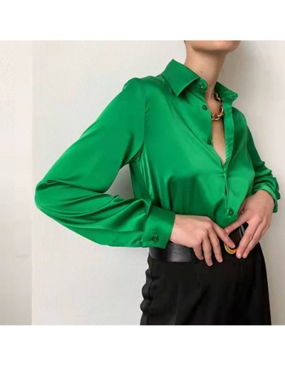 Replica Fashion Solid Long Sleeve Drape Satin Blouses Long Sleeve V Neck #794350 $20.33 USD for Wholesale