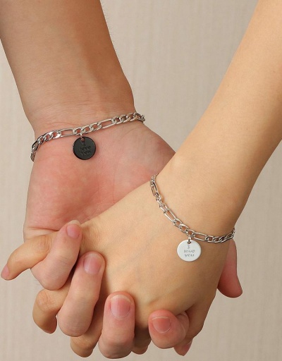 Replica Simple Round Letter Chain Couple Bracelets #794365 $7.67 USD for Wholesale