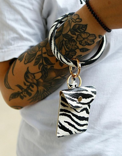 Replica Simple Zebra Print Solid Tassel Bracelet Key Chain #794368 $10.78 USD for Wholesale