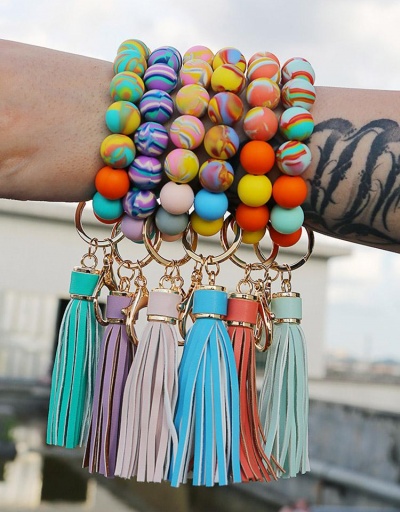 Colorful Silicone Bead Tassel Bracelet Key Chain #794370 $10.73 USD, Wholesale Fashion Bracelet