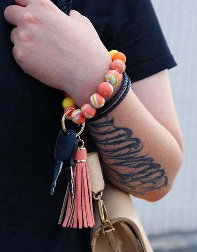 Replica Colorful Silicone Bead Tassel Bracelet Key Chain #794370 $10.73 USD for Wholesale