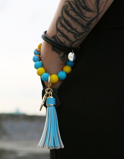 Replica Colorful Silicone Bead Tassel Bracelet Key Chain #794370 $10.73 USD for Wholesale