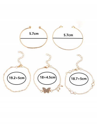 Replica Popular Butterfly Rhinestone Open Bracelet Set #794380 $8.40 USD for Wholesale