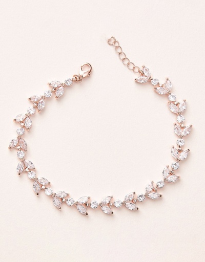 Replica Simple Leaf Zircon Bridal Jewelry Bracelet #794383 $22.43 USD for Wholesale