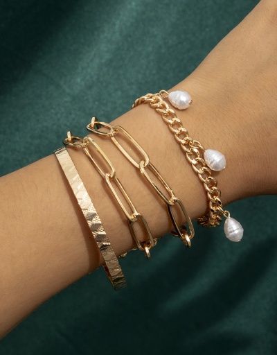 Replica Versatile Faux-Pearl Diamond Hollow Out Bracelet Set #794384 $6.58 USD for Wholesale