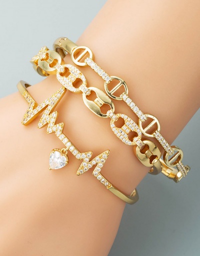 Creative Electrocardiogram Rhinestone Hollow Out Bracelet #794389 $16.07 USD, Wholesale Fashion Bracelet