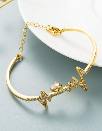 Replica Creative Electrocardiogram Rhinestone Hollow Out Bracelet #794389 $16.07 USD for Wholesale