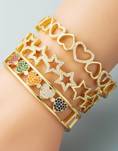 Cute Five-Pointed Star Heart Open Bracelet #794391 $15.98 USD, Wholesale Fashion Bracelet