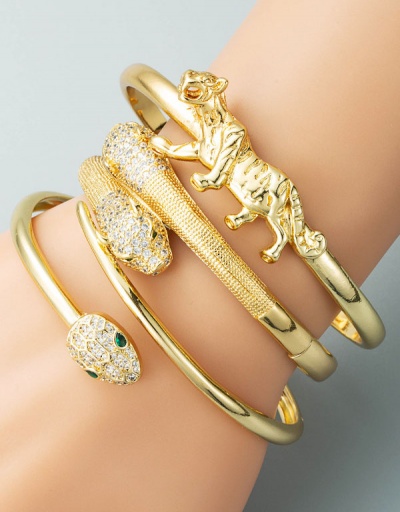 Chic Snake Leopard Shape Zircon Bracelet #794394 $11.38 USD, Wholesale Fashion Bracelet