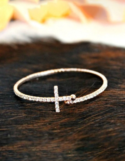 Replica Simple Easy Match Rhinestone Cross Open Bracelet #794406 $7.25 USD for Wholesale