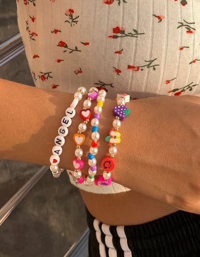 Cute Colored Smile Faux-Pearl Heart Letter Bracelet Set #794407 $6.68 USD, Wholesale Fashion Bracelet