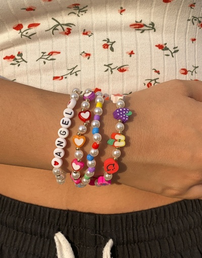 Replica Cute Colored Smile Faux-Pearl Heart Letter Bracelet Set #794407 $6.68 USD for Wholesale