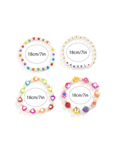 Replica Cute Colored Smile Faux-Pearl Heart Letter Bracelet Set #794407 $6.68 USD for Wholesale