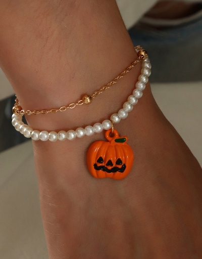 Halloween Pumpkin Faux-Pearl Double Layer Bracelet #794409 $7.36 USD, Wholesale Fashion Bracelet