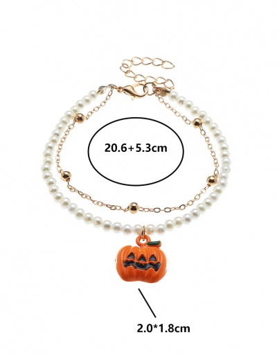 Replica Halloween Pumpkin Faux-Pearl Double Layer Bracelet #794409 $7.36 USD for Wholesale