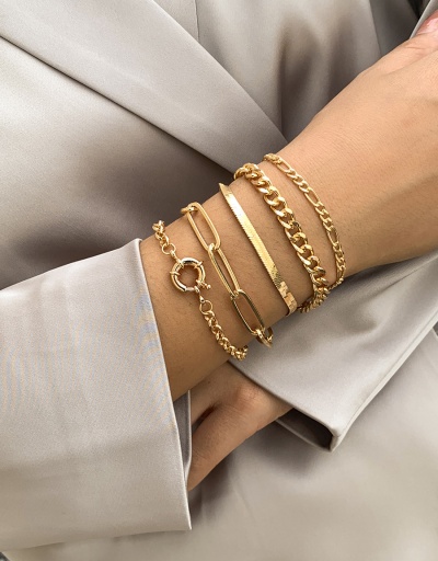 Simple Solid Chain 5 Piece Bracelet Set #794410 $7.54 USD, Wholesale Fashion Bracelet