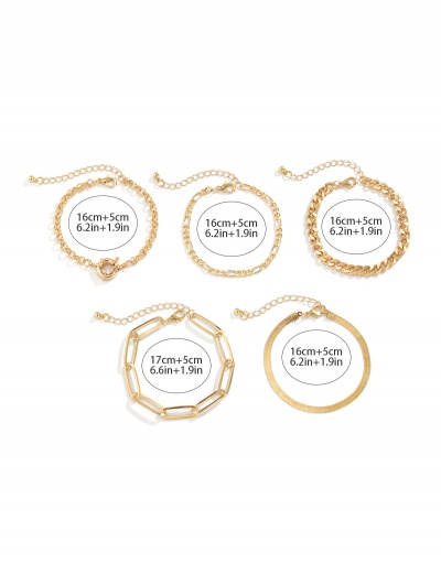 Replica Simple Solid Chain 5 Piece Bracelet Set #794410 $7.54 USD for Wholesale