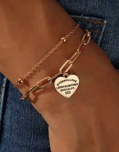 Hip Hop Letter Heart Two Piece Bracelet Set #794419 $7.13 USD, Wholesale Fashion Bracelet