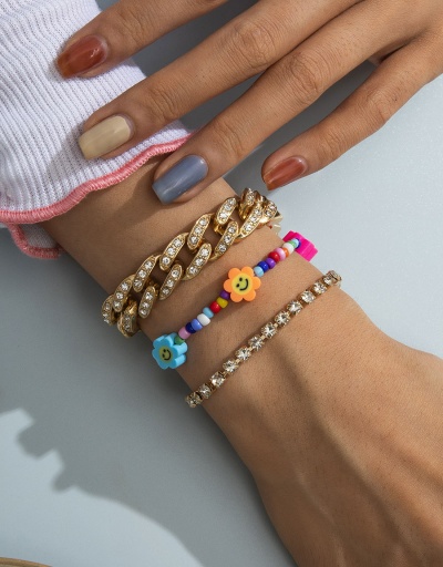 Beach Colorful Beads Smile Rhinestone Bracelet Set #794427 $8.40 USD, Wholesale Fashion Bracelet