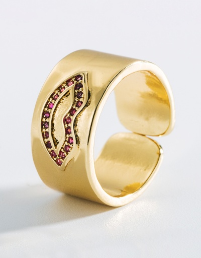 Replica Lip Eyes Shape Inlay Zircon Index Finger Ring #794442 $7.40 USD for Wholesale