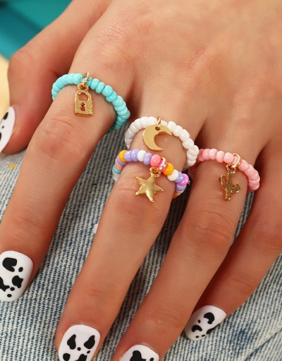 Colourful Beading Cute Star Moon Pendant Ring Sets #794450 $7.48 USD, Wholesale Fashion Ring