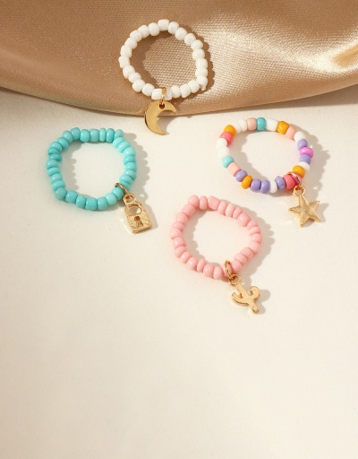 Replica Colourful Beading Cute Star Moon Pendant Ring Sets #794450 $7.48 USD for Wholesale