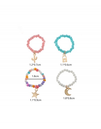 Replica Colourful Beading Cute Star Moon Pendant Ring Sets #794450 $7.48 USD for Wholesale